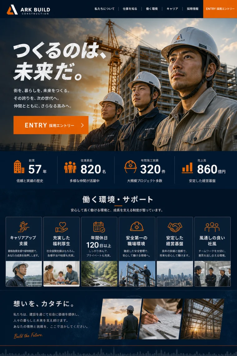 建築会社 採用LP 制作実績